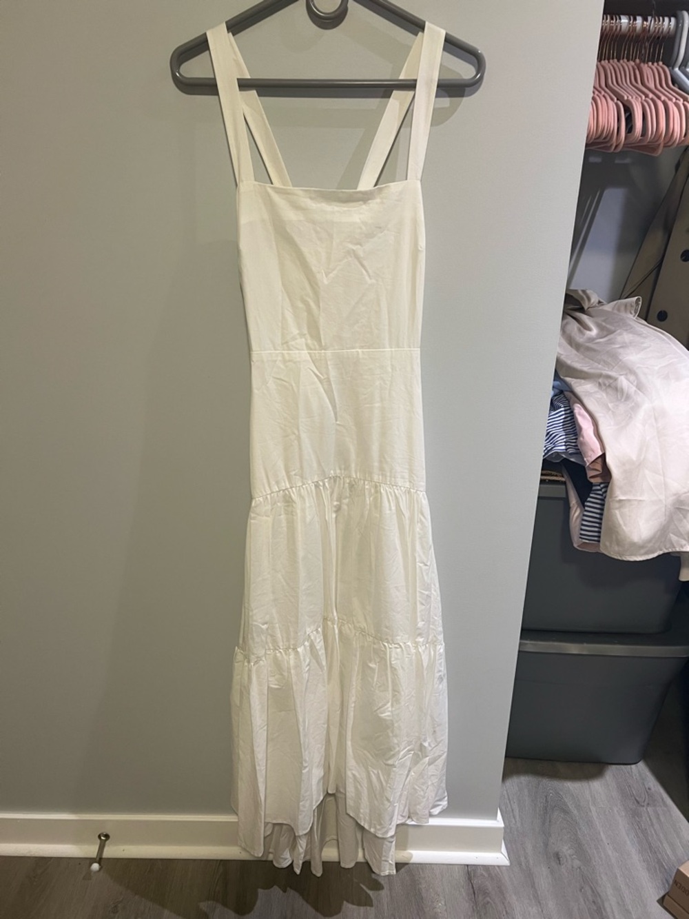 Banana Republic Cream Tiered Midi Dress with Wide Straps